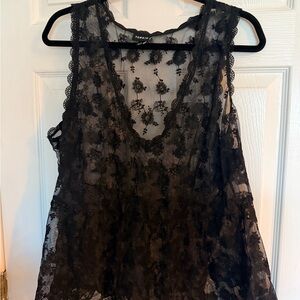 Torrid Black Lace Floral Top